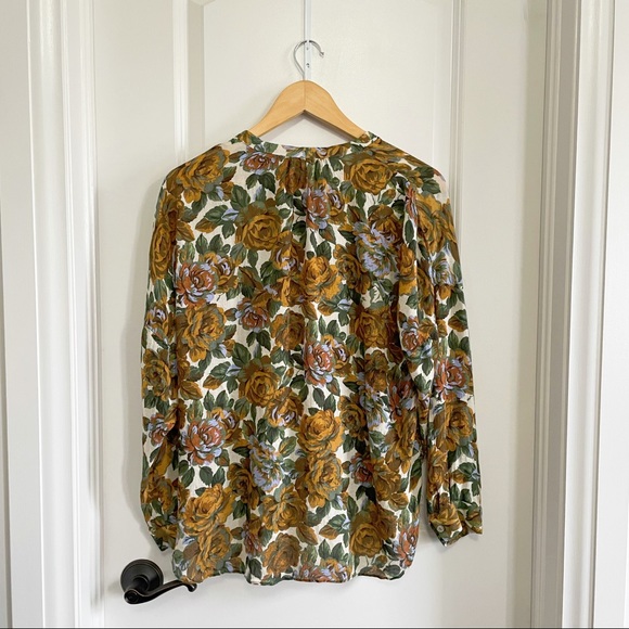 Zara Half-Button Floral High-Low Blouse - Picture 3 of 4